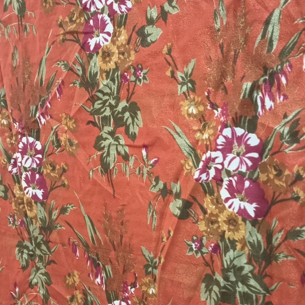 Square Floral Orange Scarf  No Tags